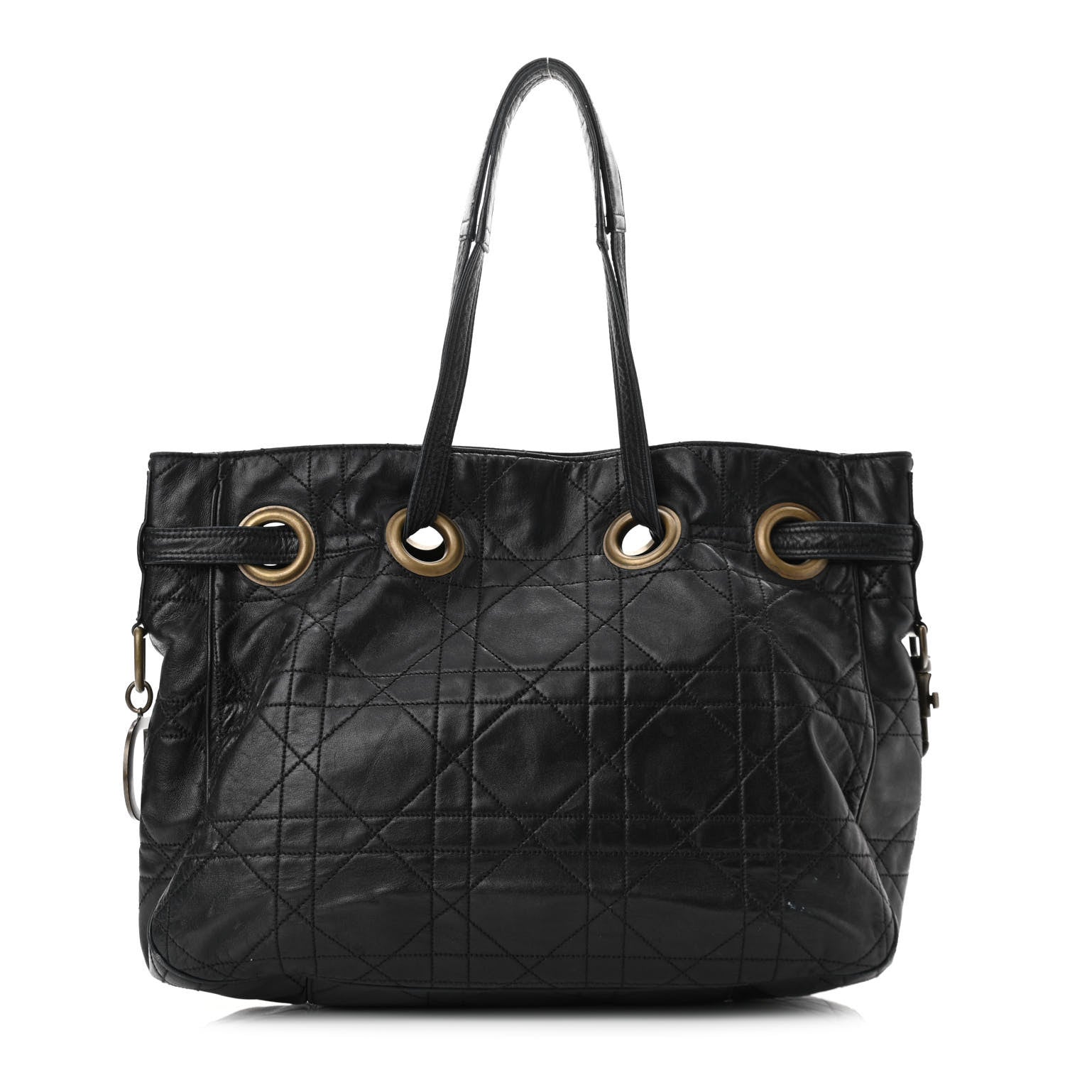Christian Dior Lambskin Cannage Drawstring Bag Black 1 of 17