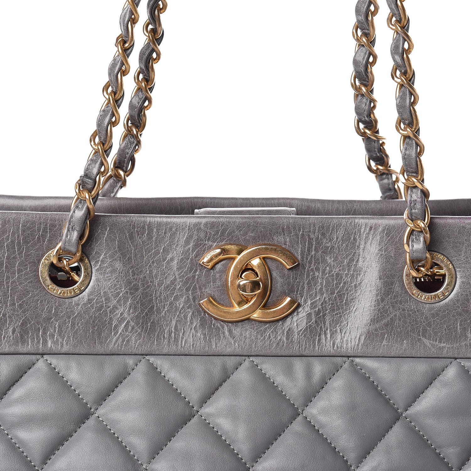 Chanel Calfskin Quilted Large Soft Elegance Tote Grey 12 of 12