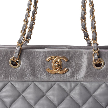 Chanel Calfskin Quilted Large Soft Elegance Tote Grey 12 of 12