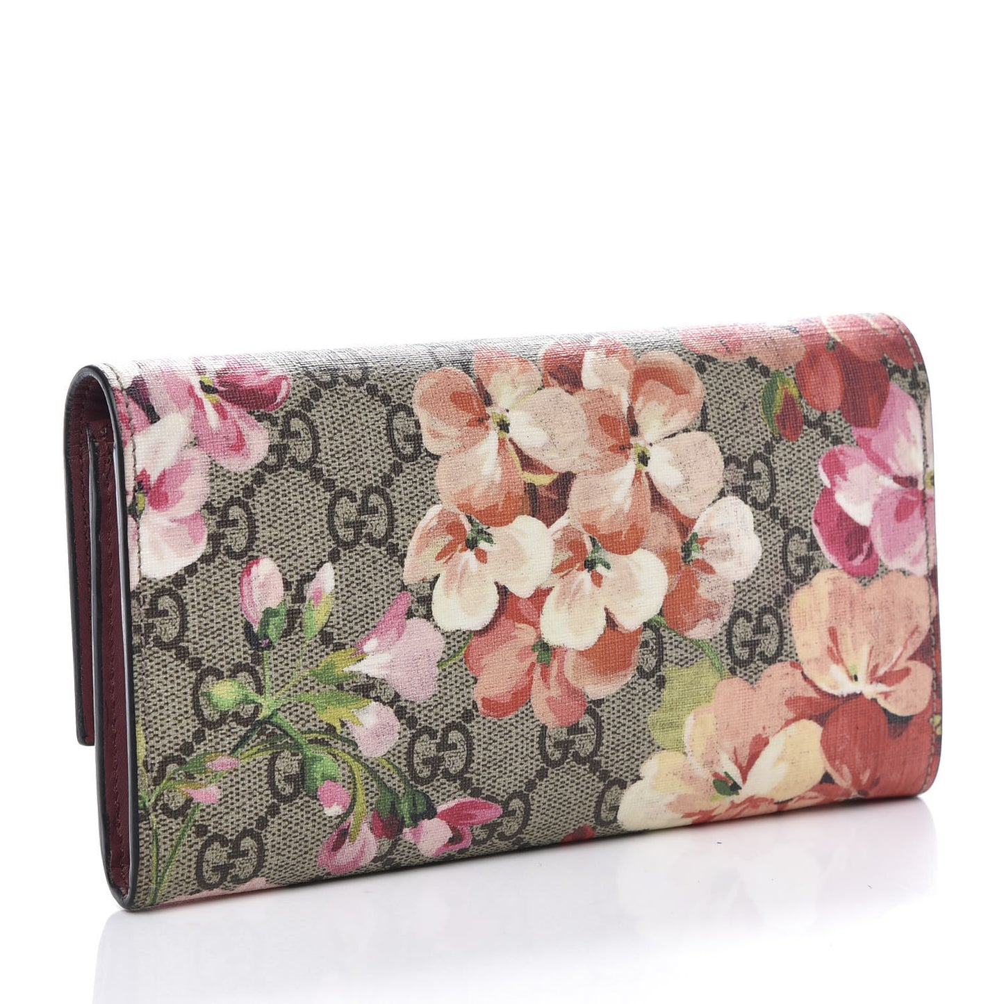 GG Supreme Monogram Blooms Continental Wallet Beige Multicolor Dry Rose