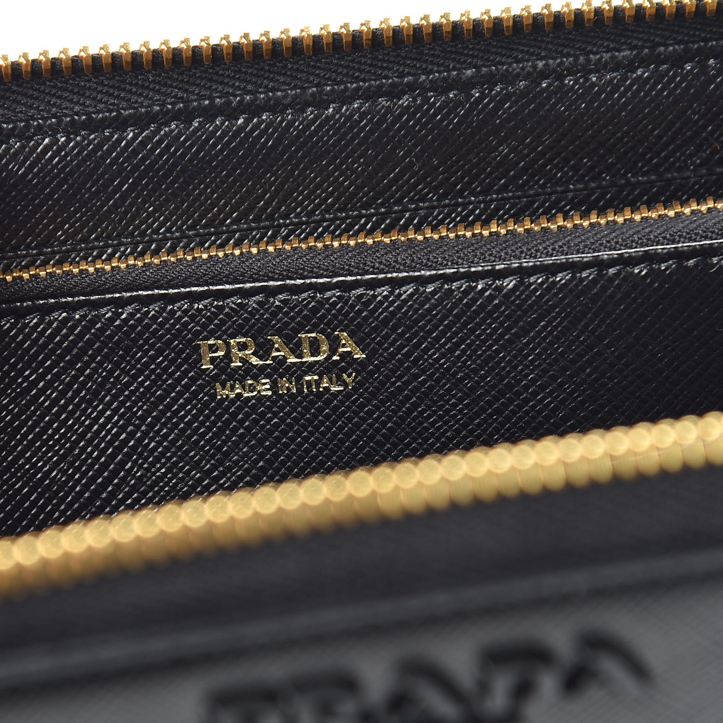 Saffiano Shine Monochrome Zip Around Wallet Black