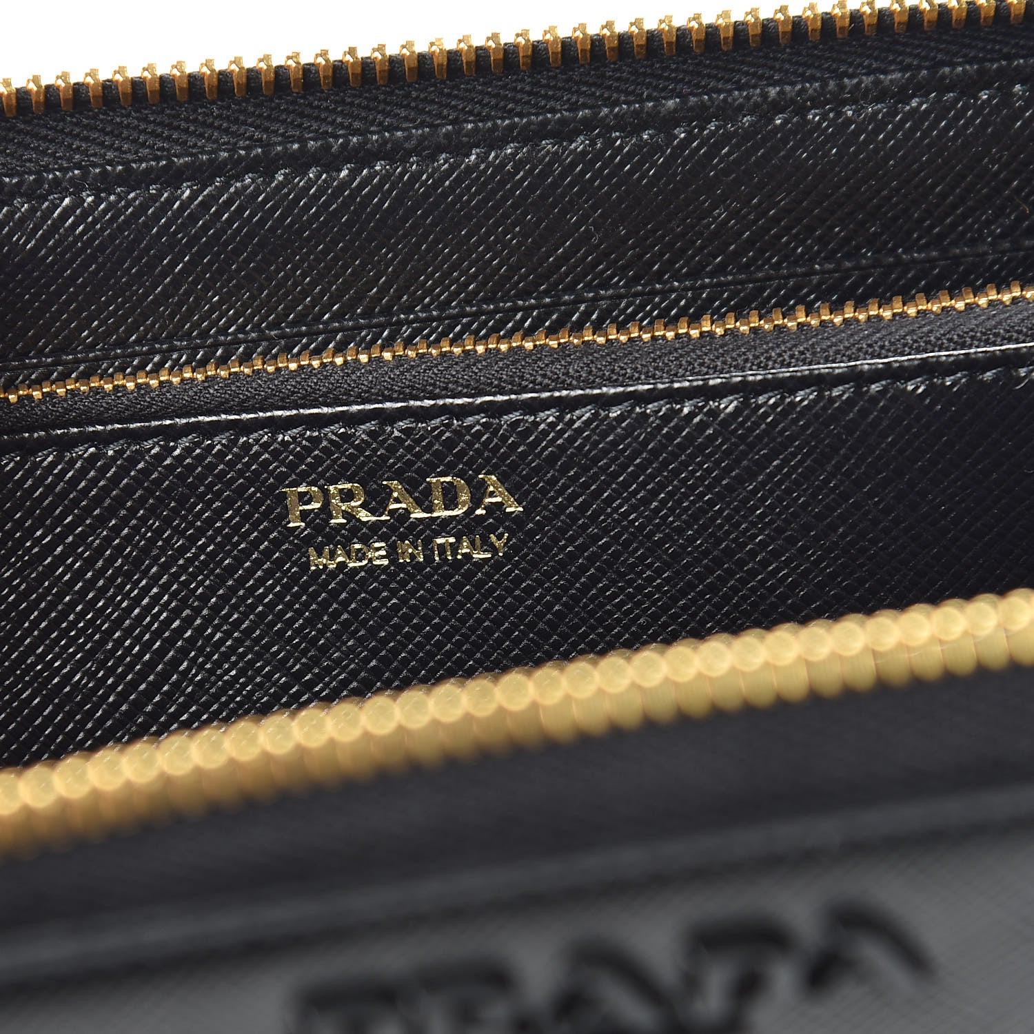 Prada Saffiano Shine Monochrome Zip Around Wallet Black 6 of 9