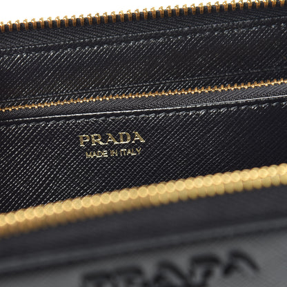 Prada Saffiano Shine Monochrome Zip Around Wallet Black 6 of 9