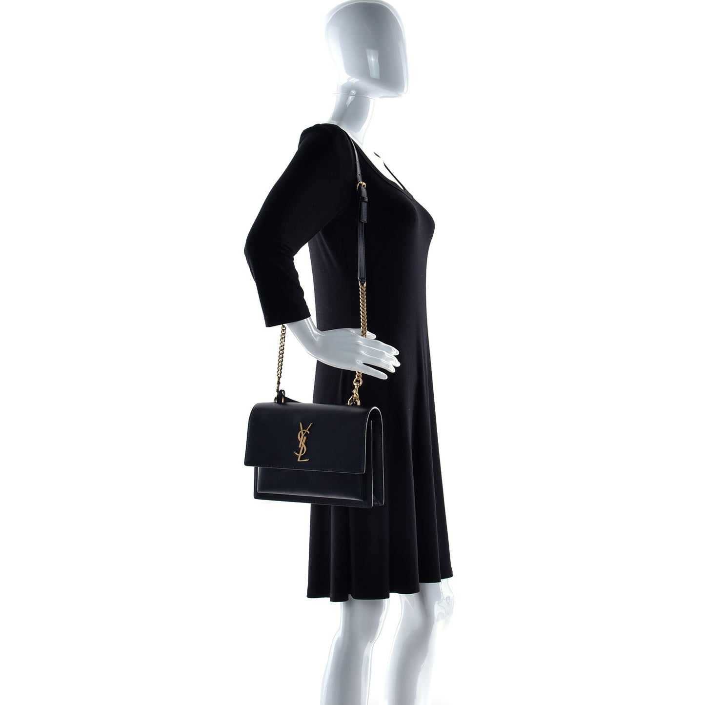 Smooth Calfskin Medium Monogram Sunset Satchel Black