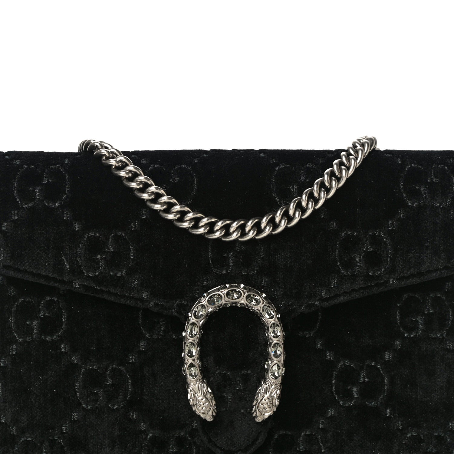 Gucci Velvet GG Monogram Mini Dionysus Chain Wallet Black 7 of 11