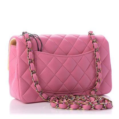 Chanel Lambskin Quilted Mini Rectangular Flap Pink Yellow 3 of 9