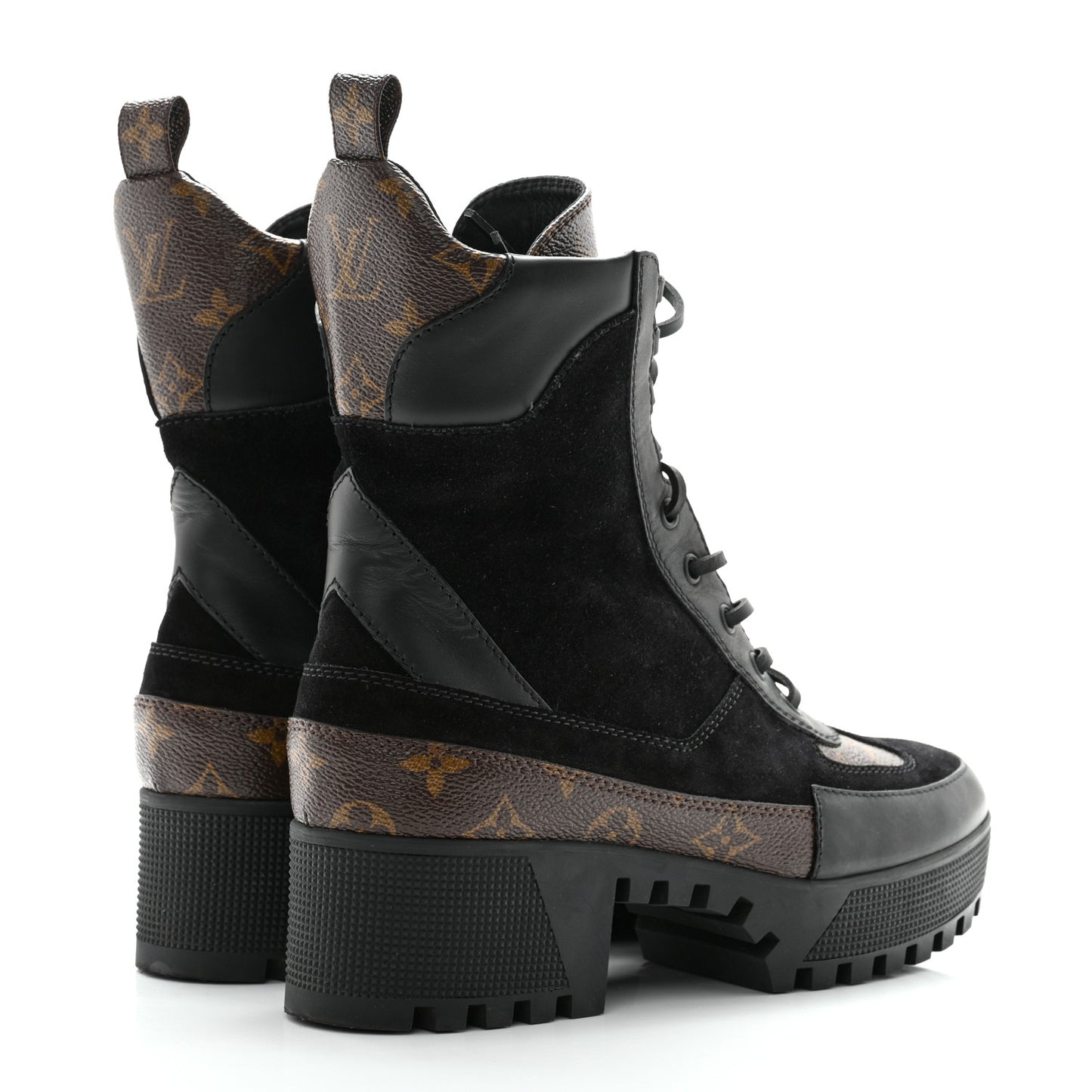 Suede Calfskin Monogram Laureate Platform Desert Boots 40 Black