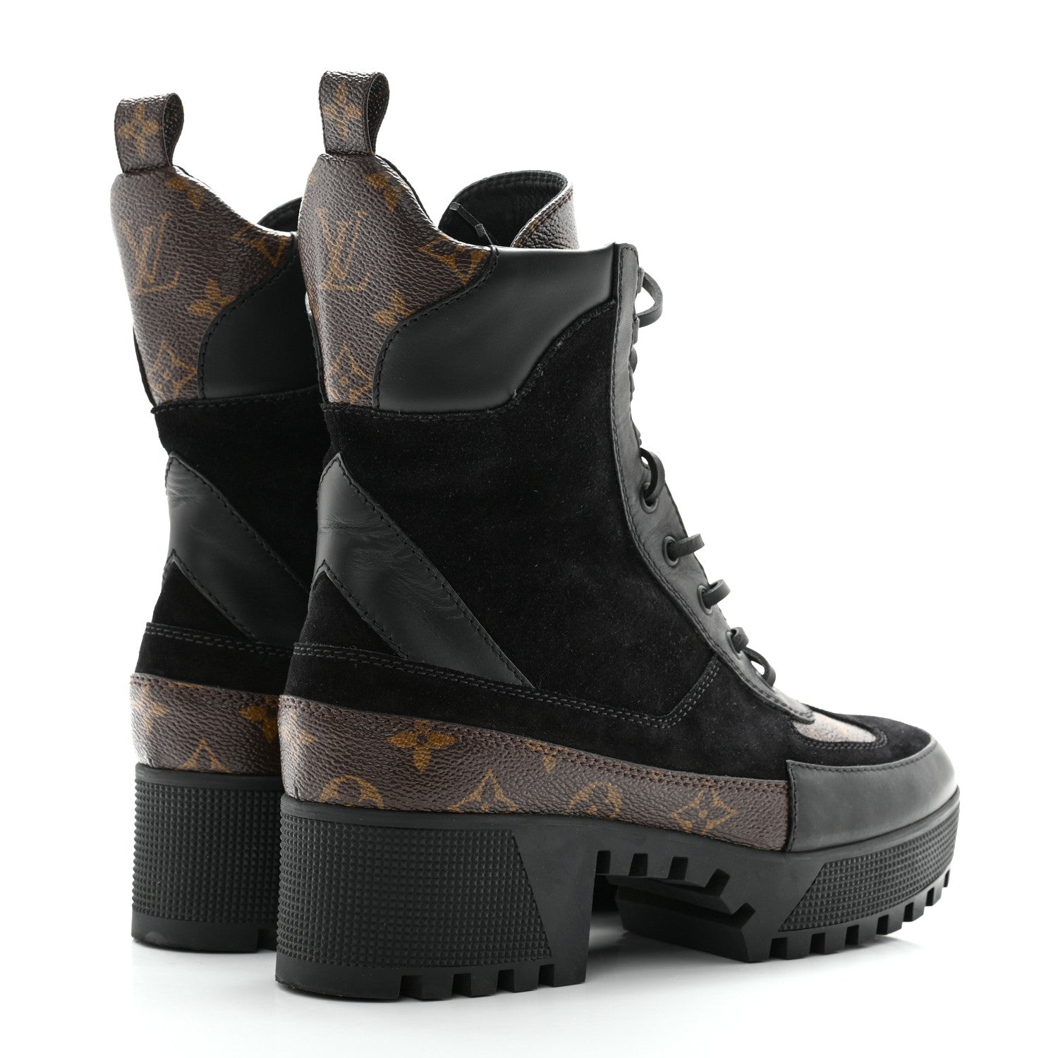 Louis Vuitton Suede Calfskin Monogram Laureate Platform Desert Boots 40 Black 3 of 9