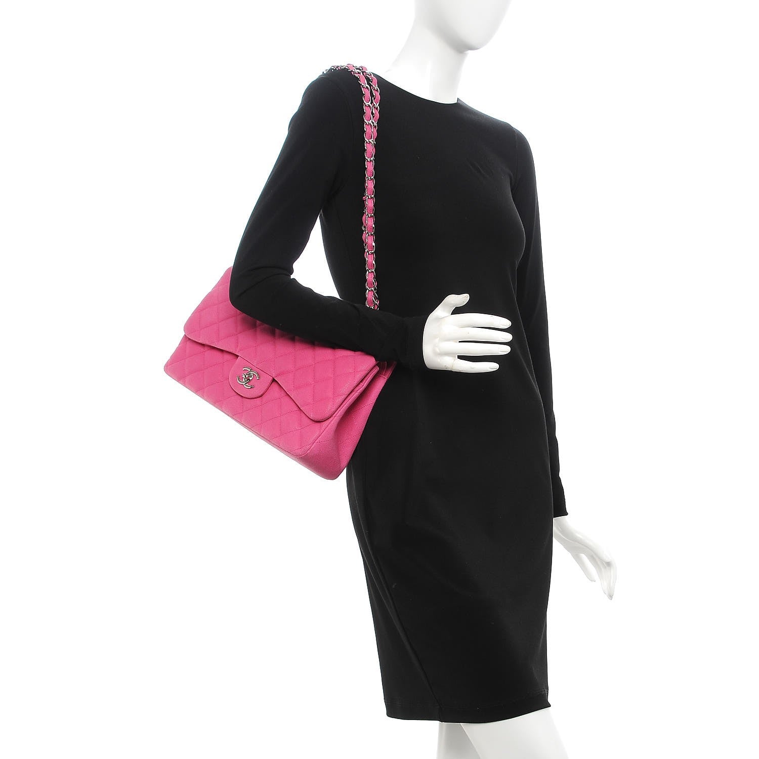 Chanel Iridescent Caviar Quilted Jumbo Double Flap Pink 2 of 11