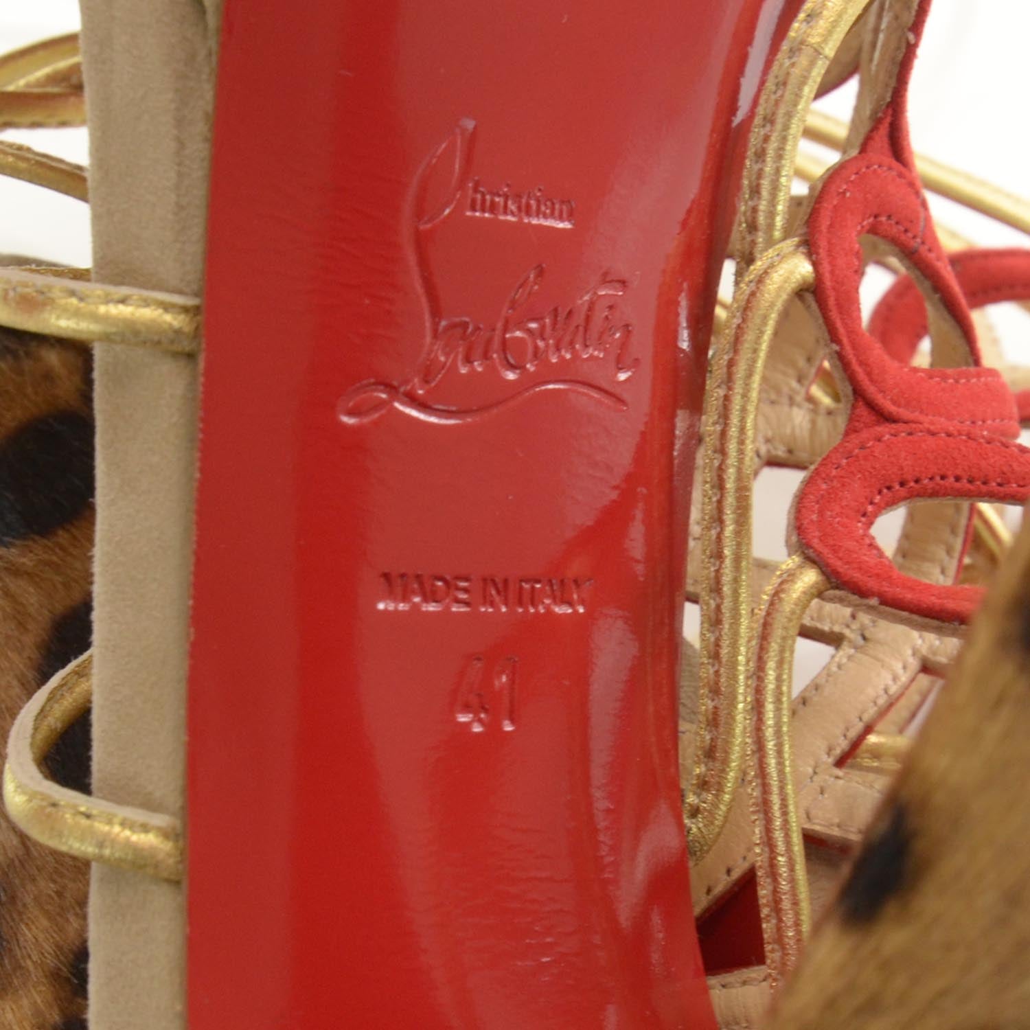 Christian Louboutin Suede Pony Hair Leopard Salsbourg 140 Platform Sandals Heels 41 6 of 6