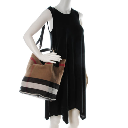 Burberry Canvas Mega Check Medium Susanna Hobo Black 2 of 8