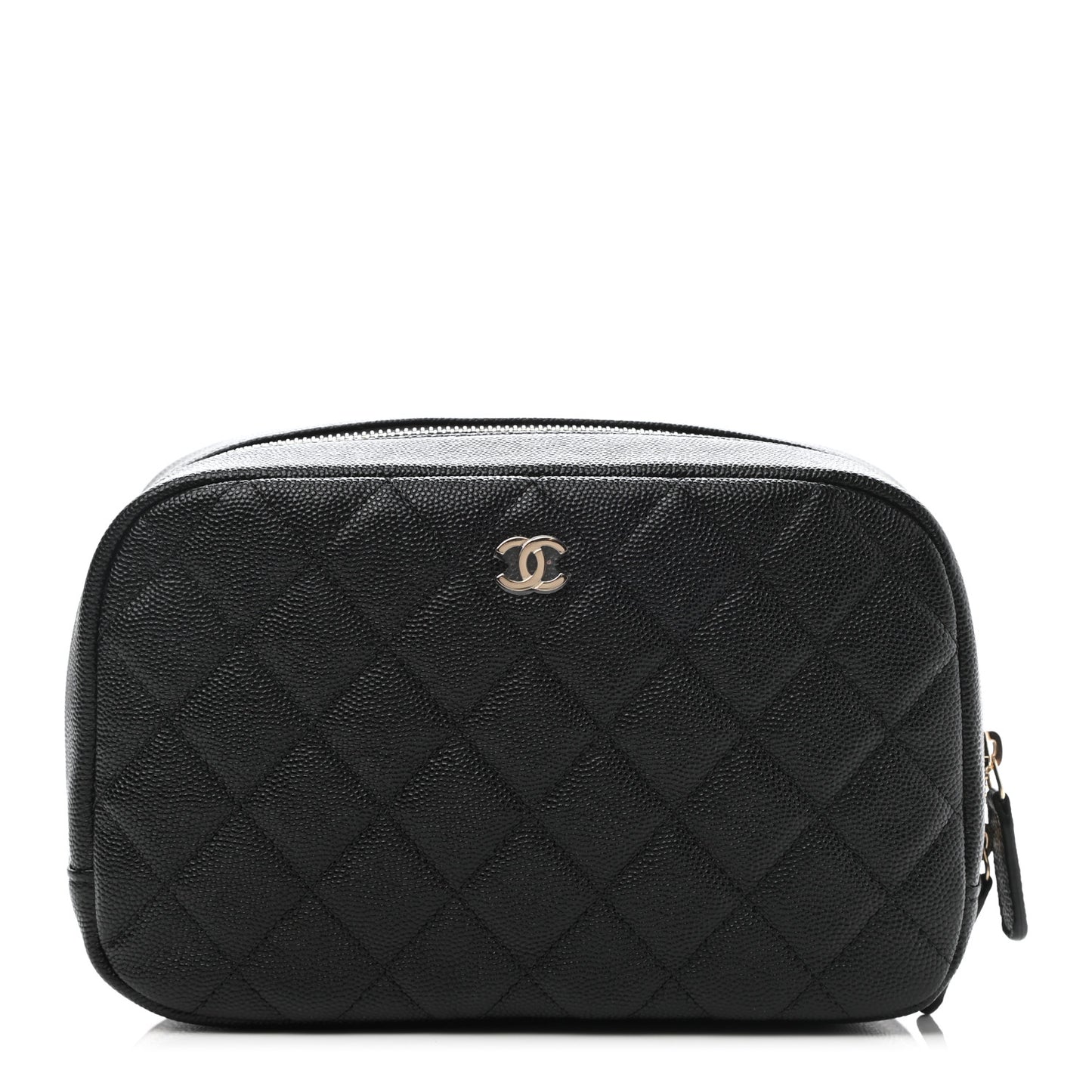 Caviar Quilted Curvy Pouch Cosmetic Case Black