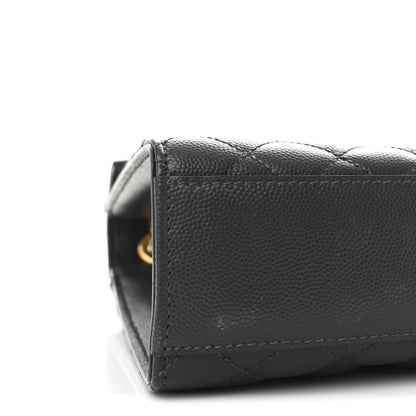 Saint Laurent Grain De Poudre Textured Mixed Matelasse Large Triquilt Monogram Satchel Dark Smog 8 of 9