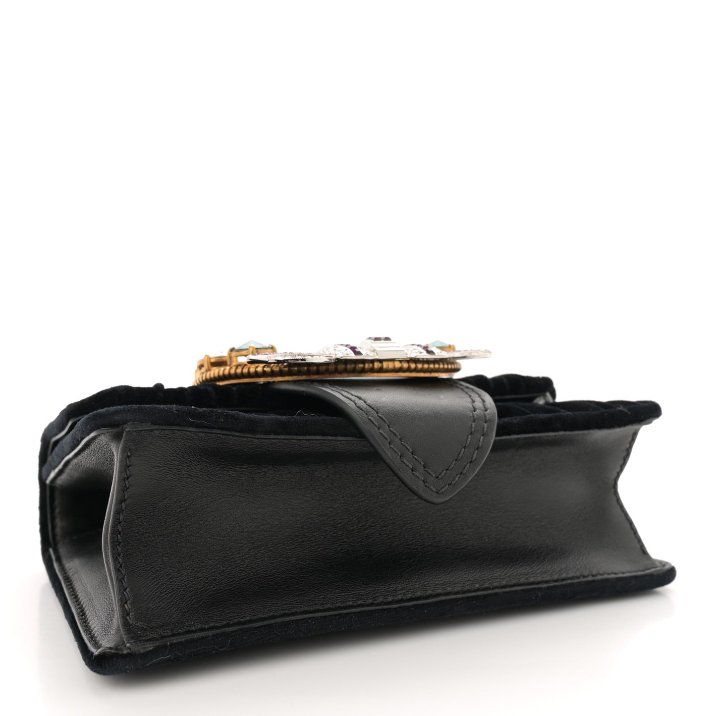 Velluto Crystal Embellished Shoulder Bag Black