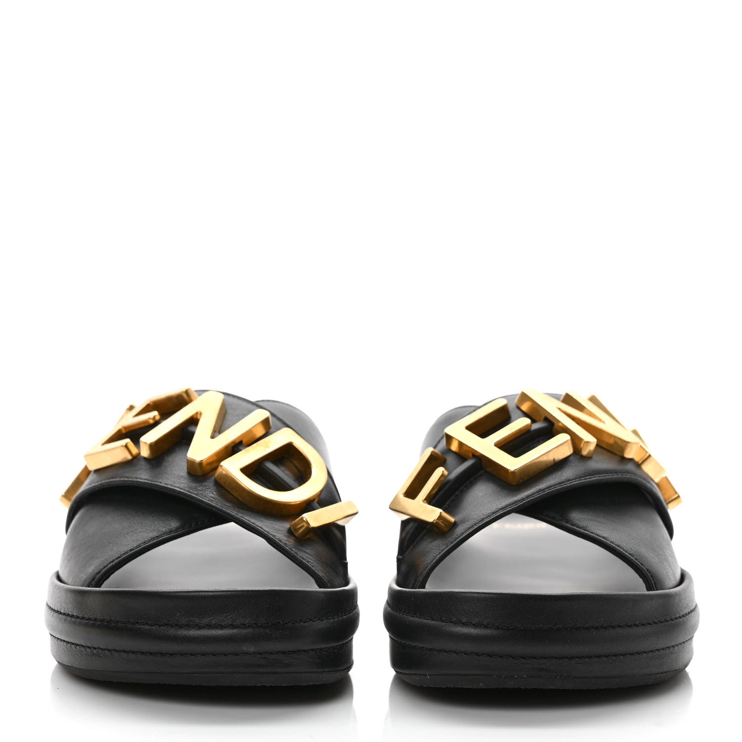 Fendi Vitello Womens Fendigraphy Slide Sandals 38 Black 2 of 7