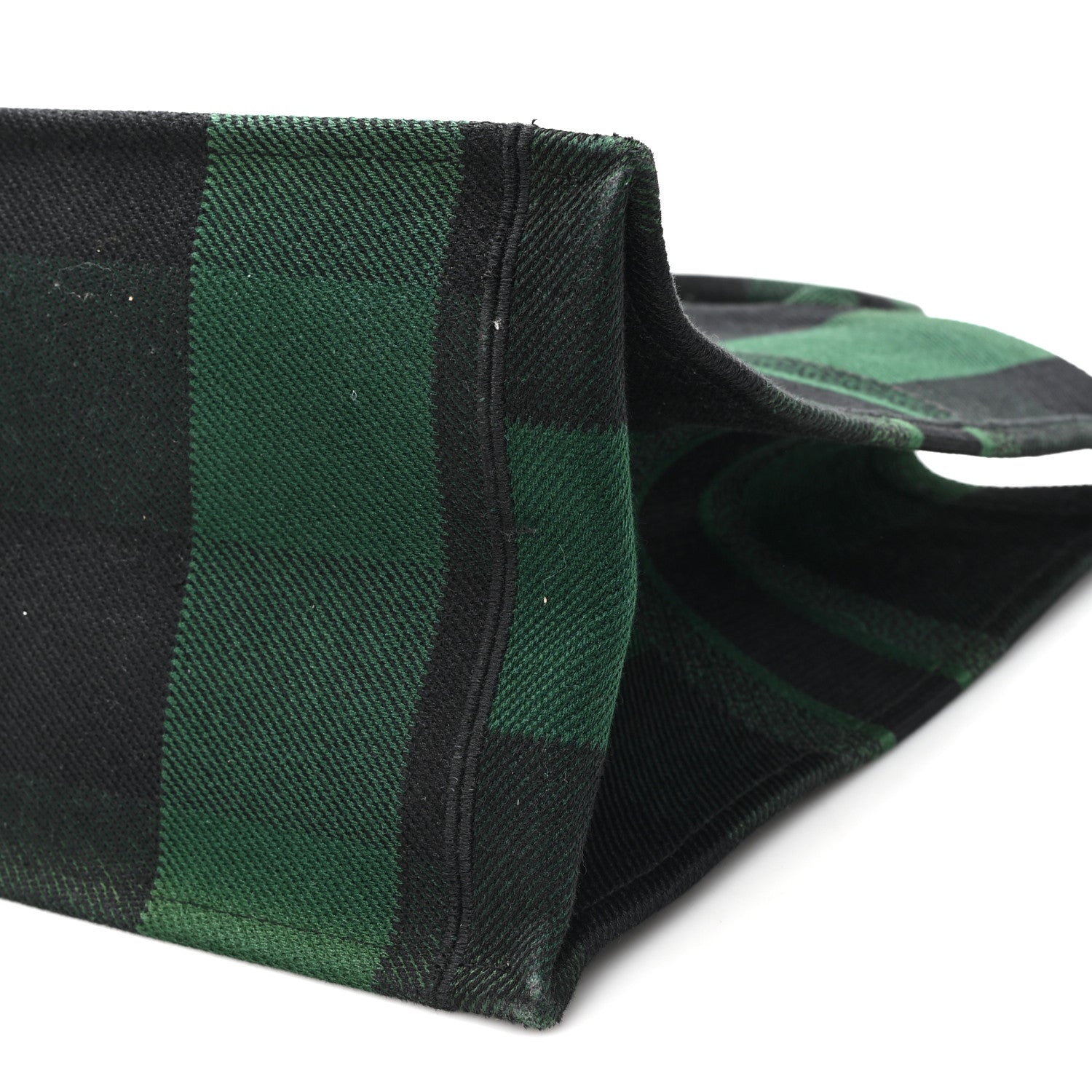 Christian Dior Canvas Embroidered Large Checkered Book Tote Black Green 9 of 11
