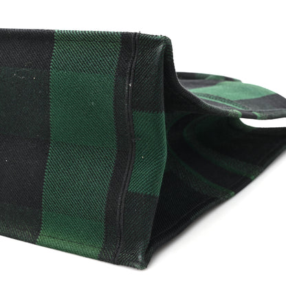 Christian Dior Canvas Embroidered Large Checkered Book Tote Black Green 9 of 11