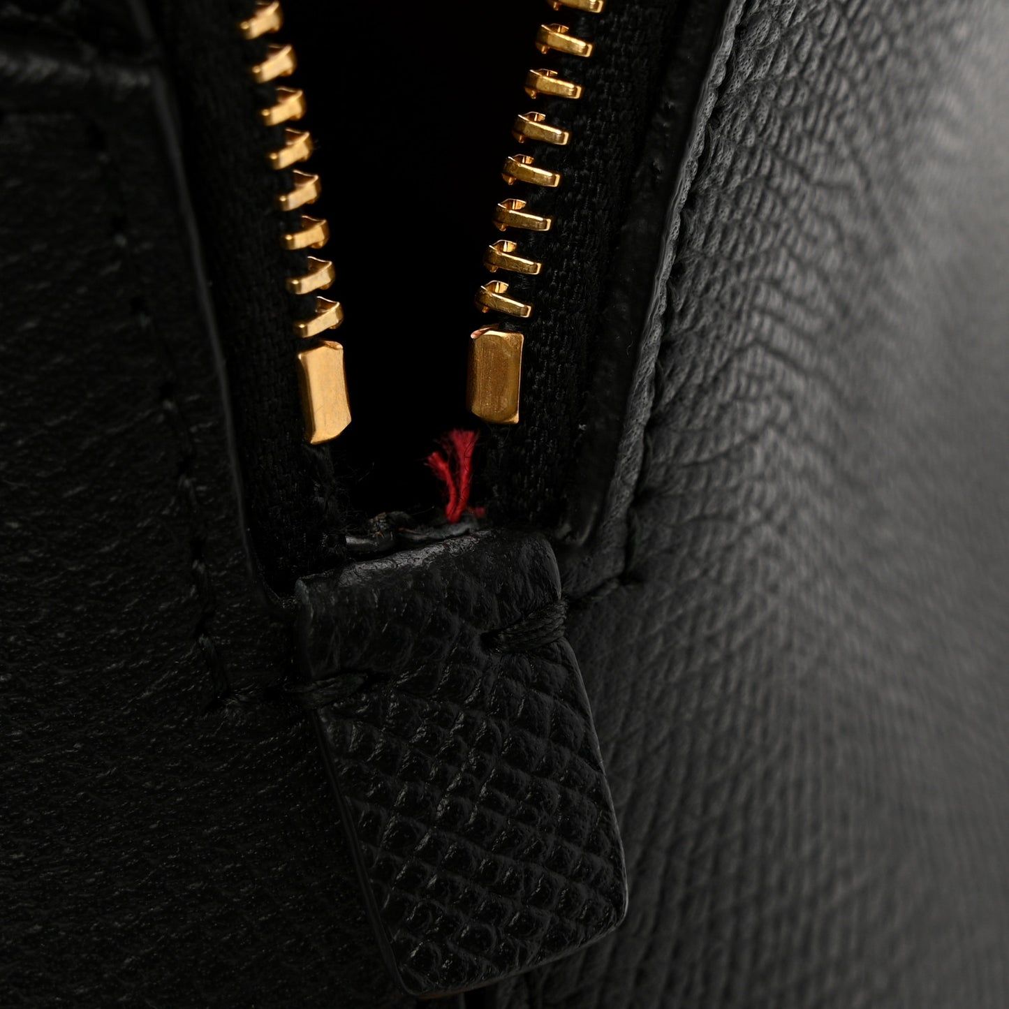 Signature Grained Calfskin Logo S Ville Top Handle Bag Black