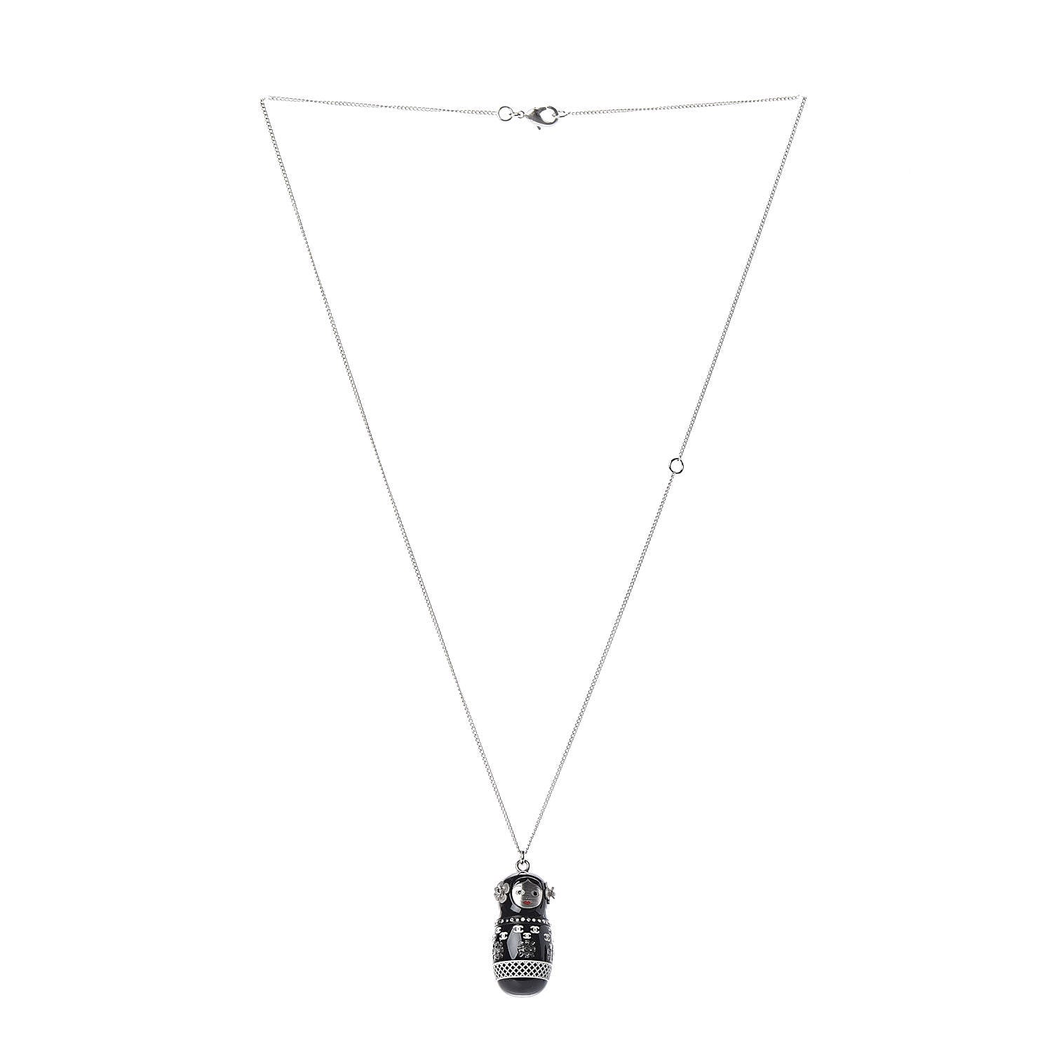 Chanel Resin Matryoshka Russian Doll Necklace Black 3 of 4