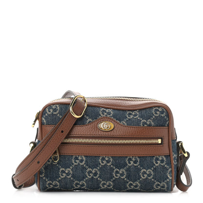 Gucci New Denim GG Monogram Dollar Calfskin Mini Ophidia Shoulder Bag Blue Tea Cuir Epilog 1 of 9