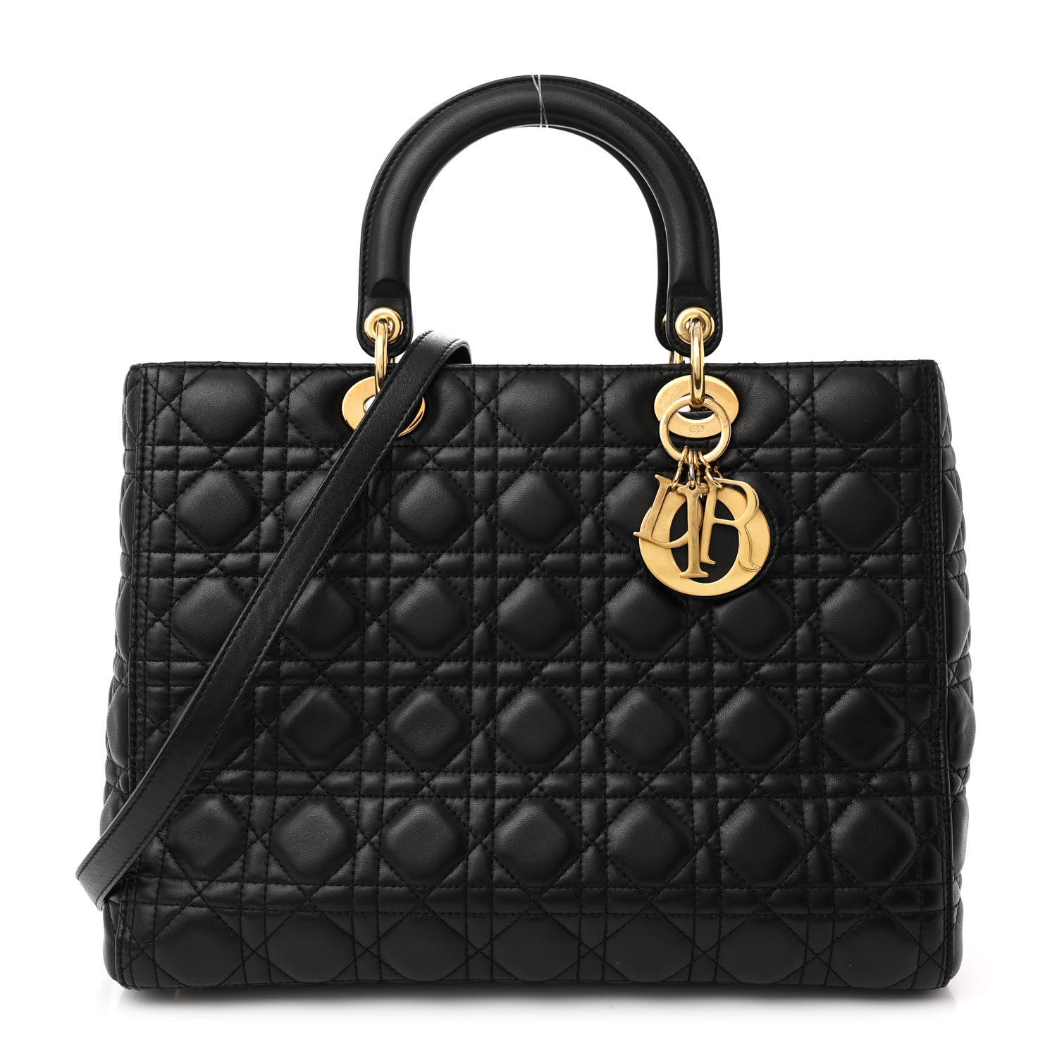Christian Dior Lambskin Cannage Large Lady Dior Black 1 of 12