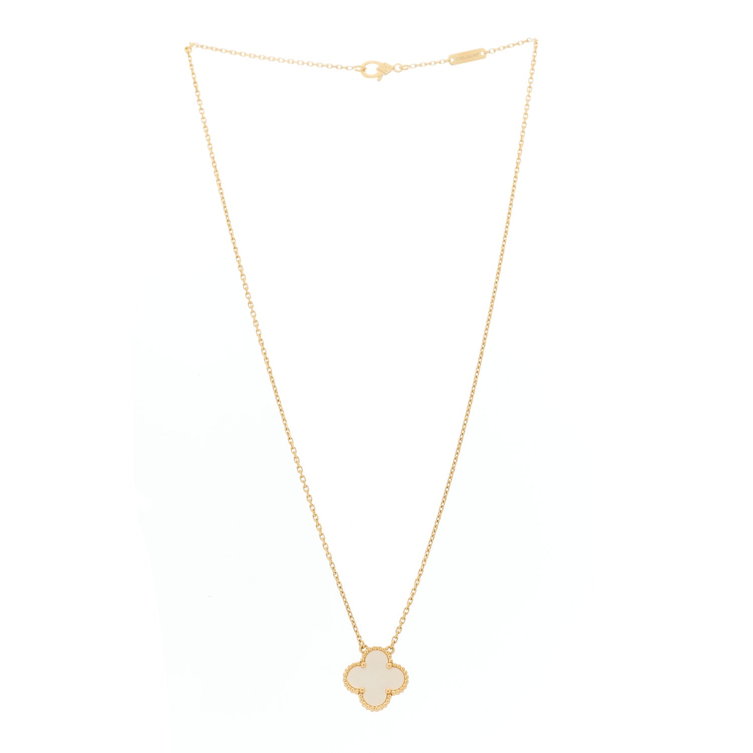 Van Cleef & Arpels 18K Yellow Gold Mother of Pearl Vintage Alhambra Pendant Necklace 3 of 6