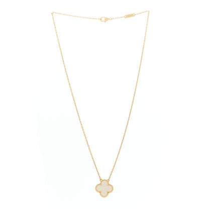 Van Cleef & Arpels 18K Yellow Gold Mother of Pearl Vintage Alhambra Pendant Necklace 3 of 6