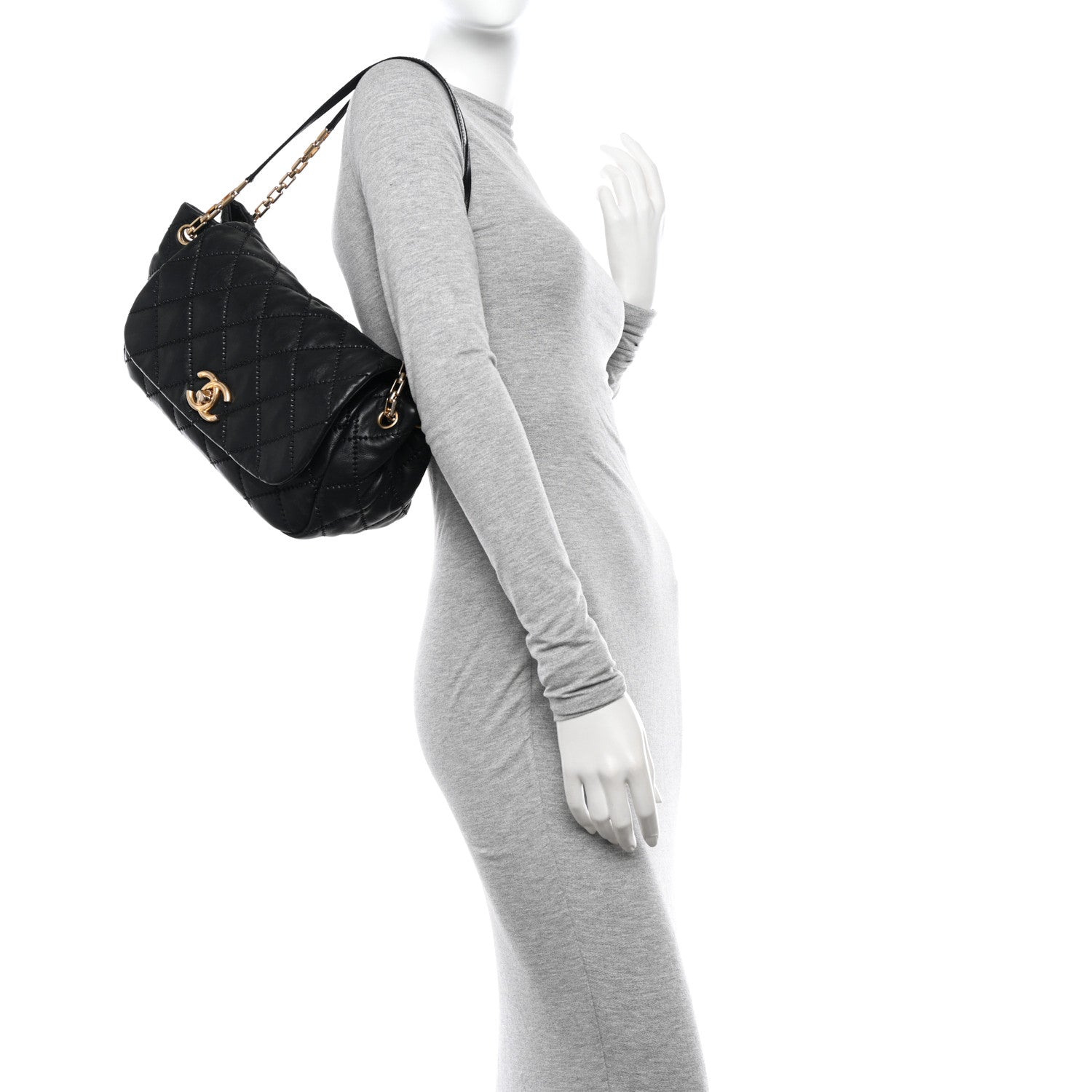 Chanel Calfskin Quilted Retro Chain Flap Black 2 of 18