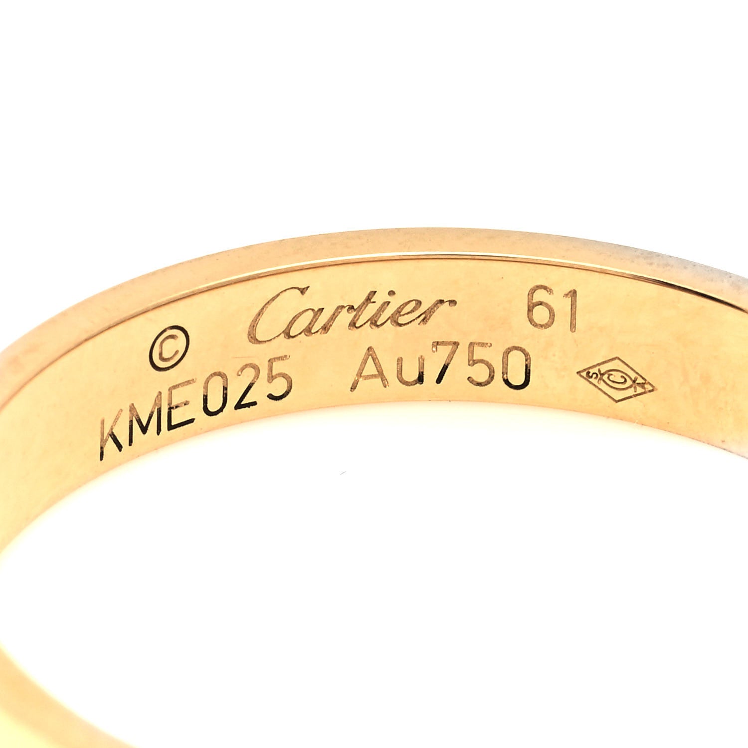 Cartier 18K Yellow Gold 3.5mm LOVE Wedding Band Ring 61 9.5 4 of 5