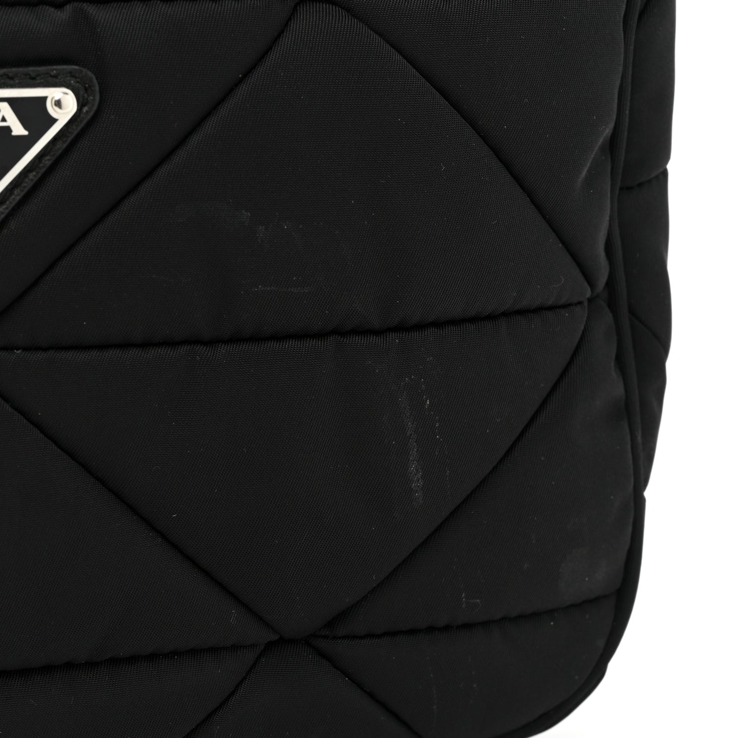 Re-Nylon Triangle Padded Patchwork Shoulder Bag Black