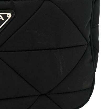 Prada Re-Nylon Triangle Padded Patchwork Shoulder Bag Black 9 of 9