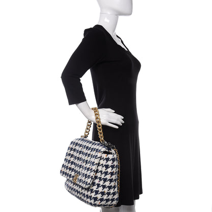 Chanel Tweed Quilted Maxi 19 Flap Ecru Navy Blue Multicolor 2 of 11