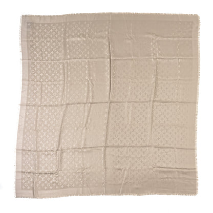 Louis Vuitton Silk Wool Monogram Shawl Greige 1 of 4