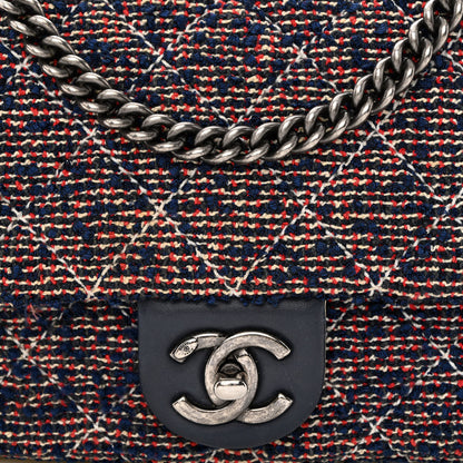 Chanel Tweed Quilted Medium Single Flap Blue Multicolor 8 of 17