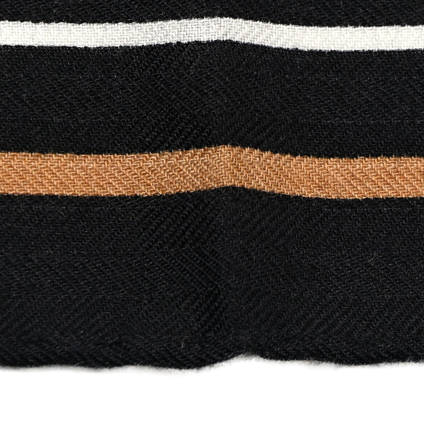 Cashmere Silk La Promenade du Matin Bandana Shawl 140 Black Noisette Gold