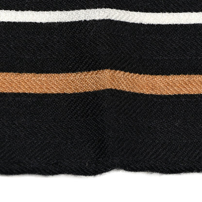Hermes Cashmere Silk La Promenade du Matin Bandana Shawl 140 Black Noisette Gold 8 of 10