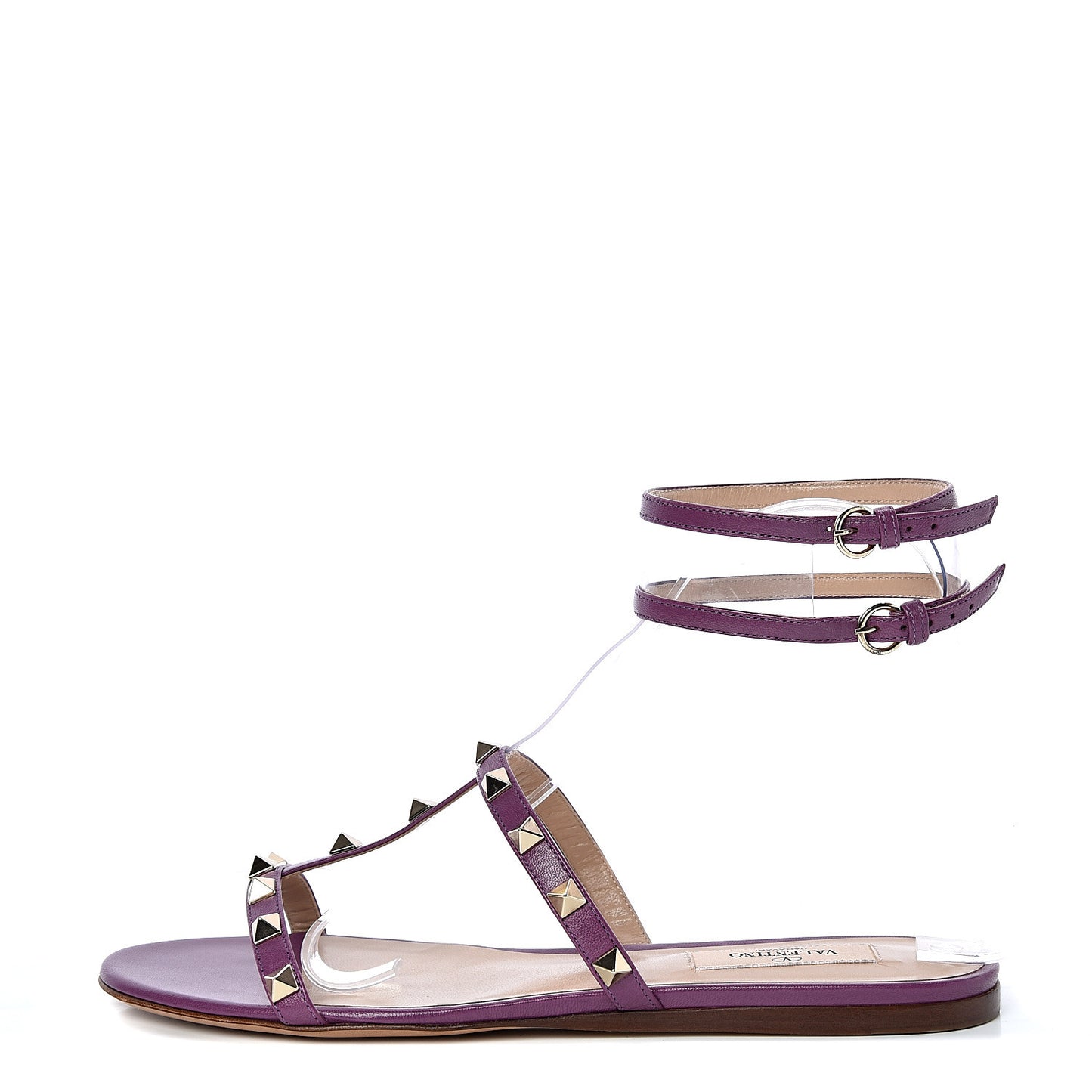 Nappa PVC Rockstud Gladiator Flat Sandals 37 Purple