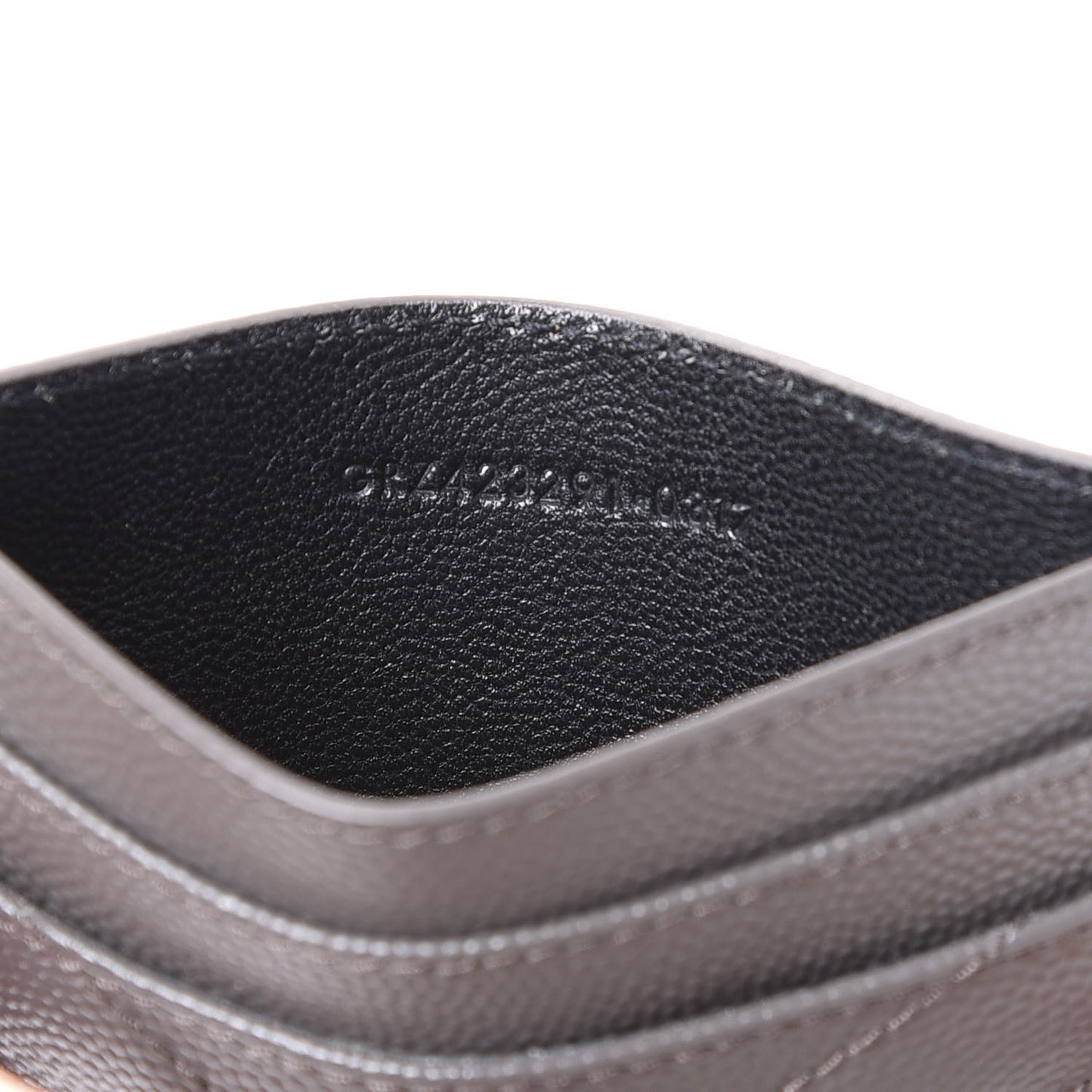 Grain De Poudre Matelasse Chevron Monogram Credit Card Case Coal
