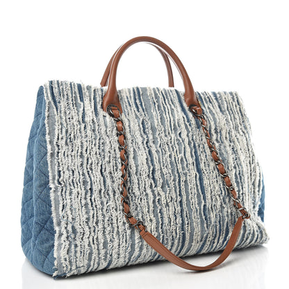 Chanel Denim Fringe Large Shopping Tote Blue 3 of 9