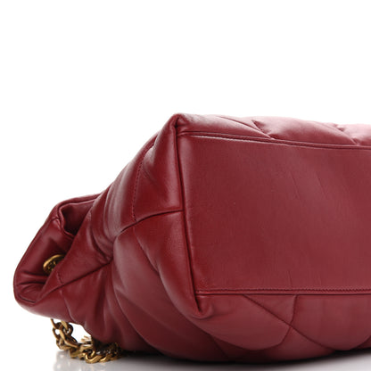 Saint Laurent Lambskin Quilted Medium Loulou Puffer Monogram Chain Satchel Opyum Red 8 of 11