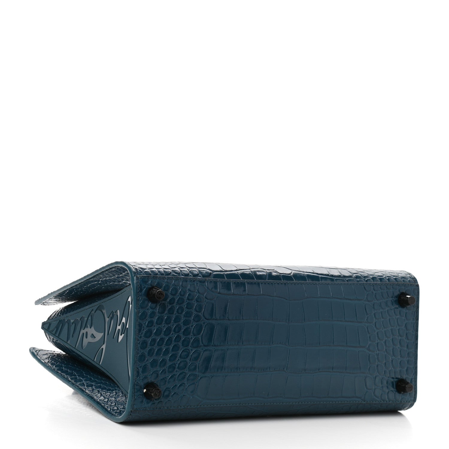 Christian Louboutin Calfskin Crocodile Embossed Medium Paloma Blue 4 of 10