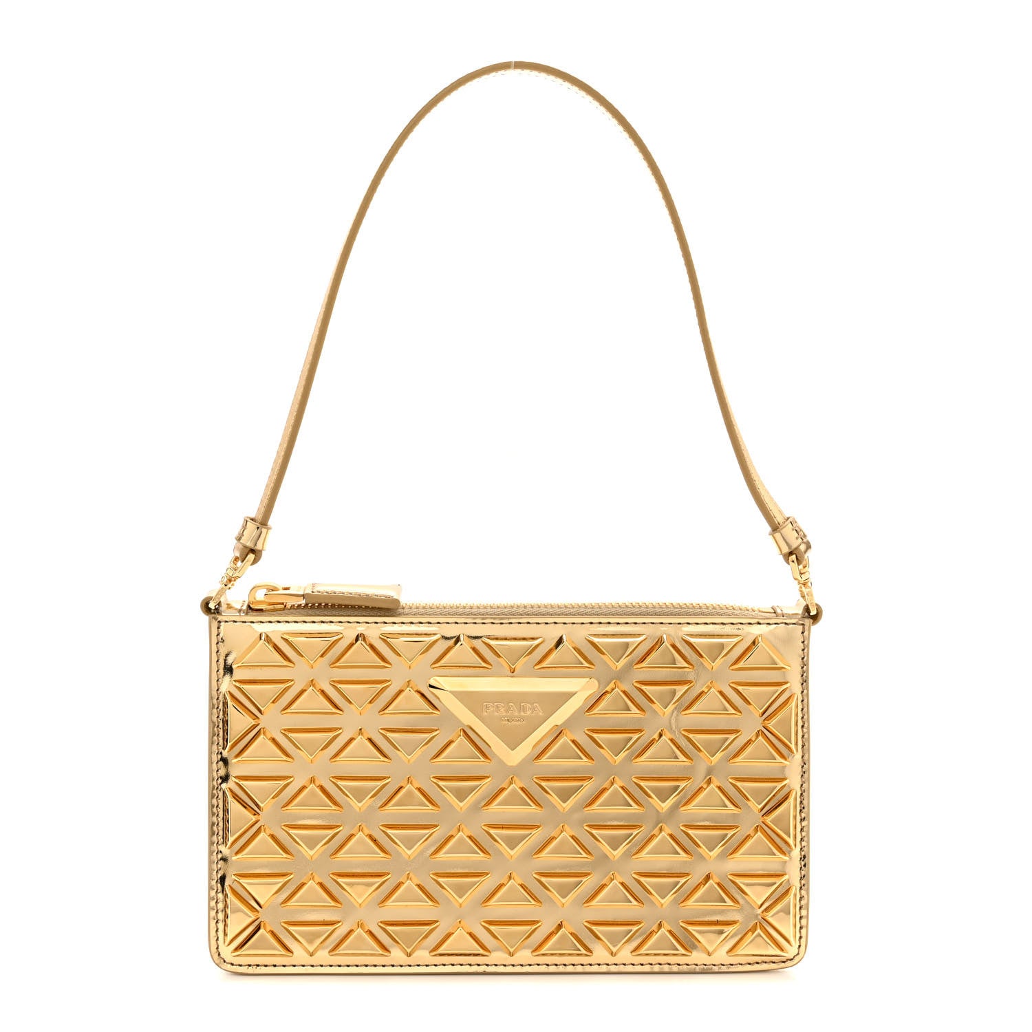 Prada Metallic Vitello Studded Mini Bag Platino 1 of 12