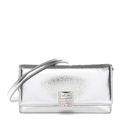 Givenchy Metallic Lambskin 4G Wallet On Chain Silvery 1 of 11