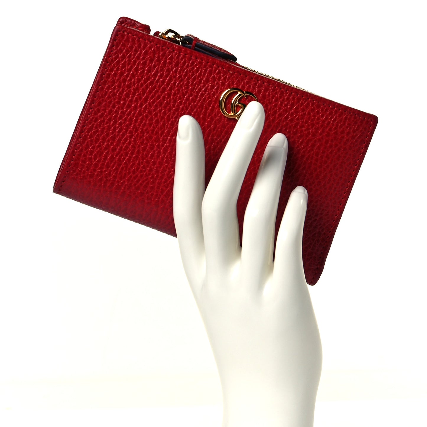 Dollar Calfskin GG Marmont Zipped Wallet Hibiscus Red