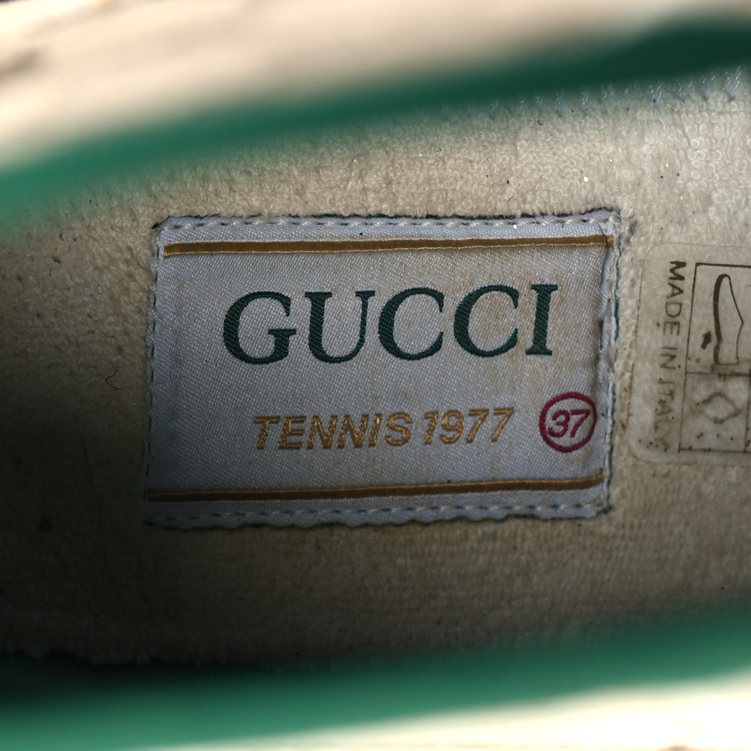Gucci GG Monogram Web Womens 1977 Tennis High Top Sneakers 37 Beige Ebony Mystic White 8 of 9