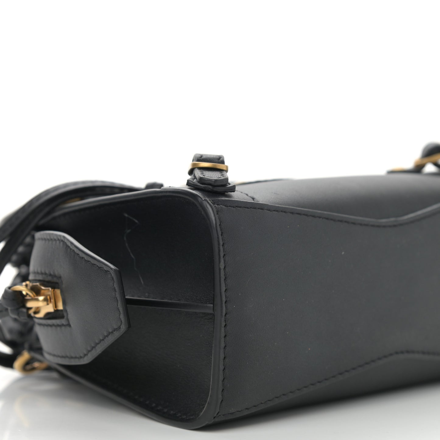 Smooth Calfskin Neo Classic Brass Hardware Nano City Crossbody Black