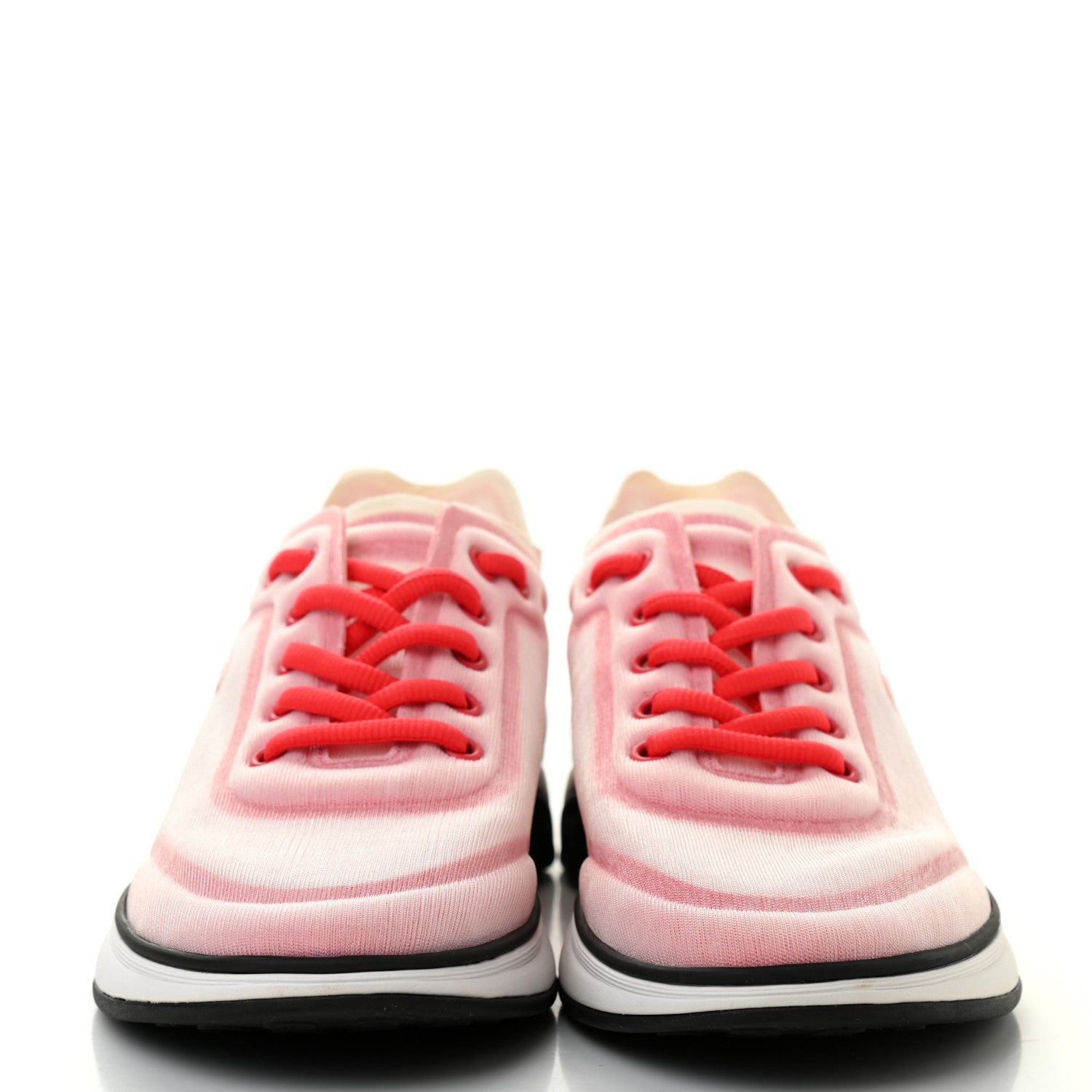 Chanel Mesh Lycra Womens CC Sneakers 39.5 White Red 2 of 8