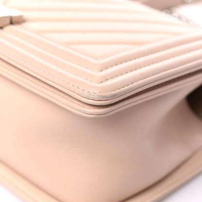 Chanel Lambskin Chevron Quilted Medium Boy Flap Beige 9 of 14