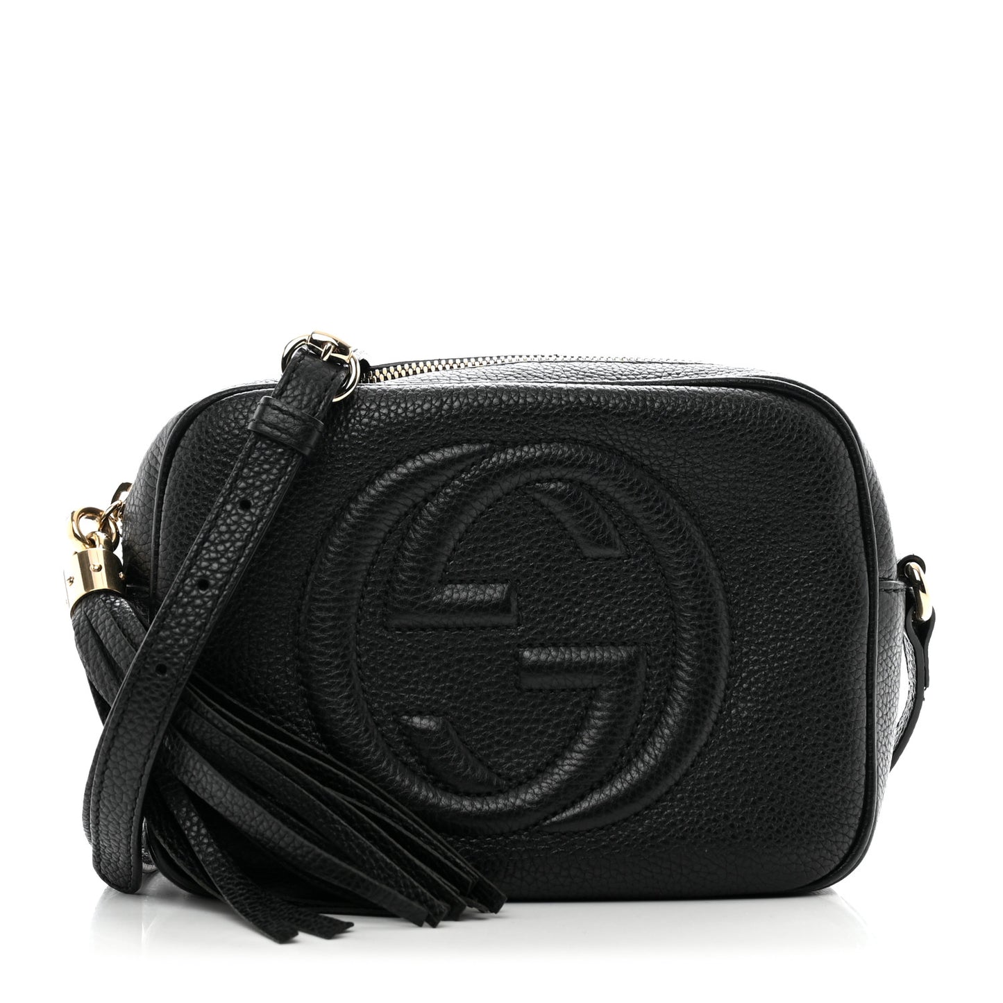 Pebbled Calfskin Small Soho Disco Bag Black