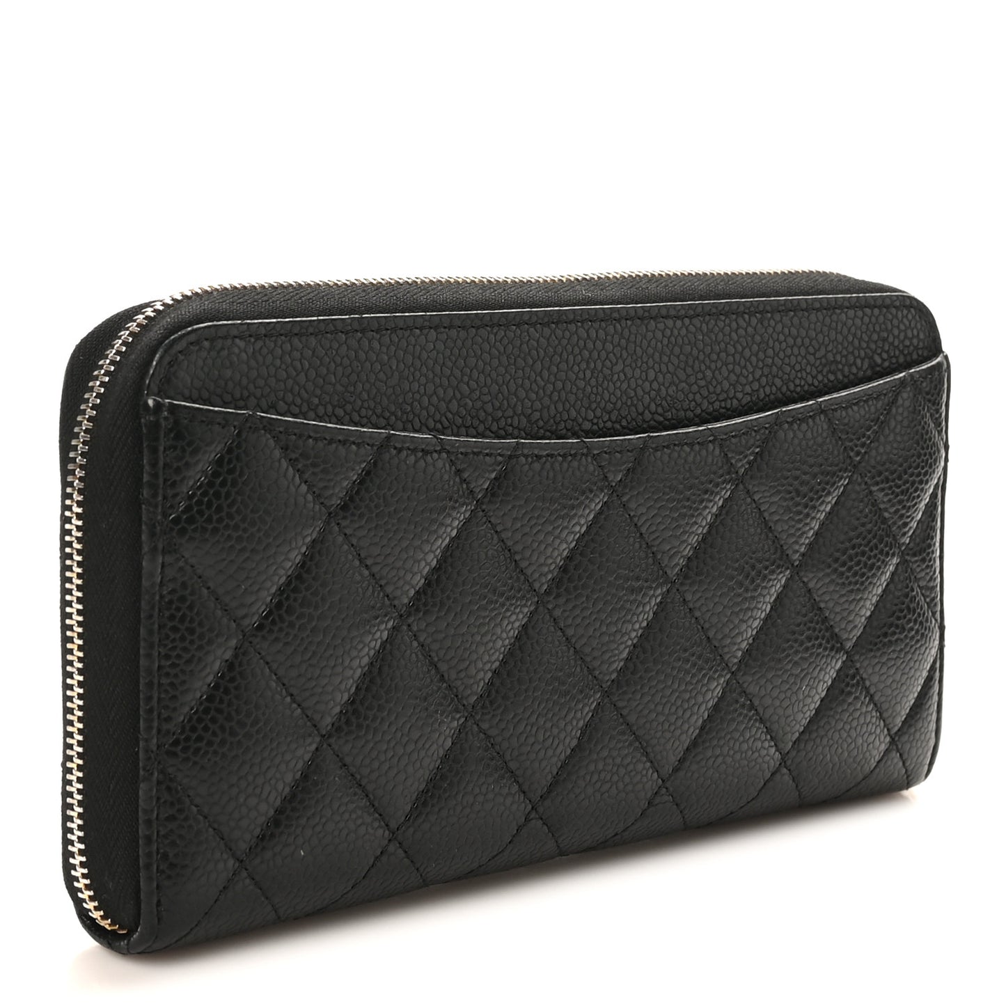 Caviar Quilted Large Gusset Zip Around Wallet Black